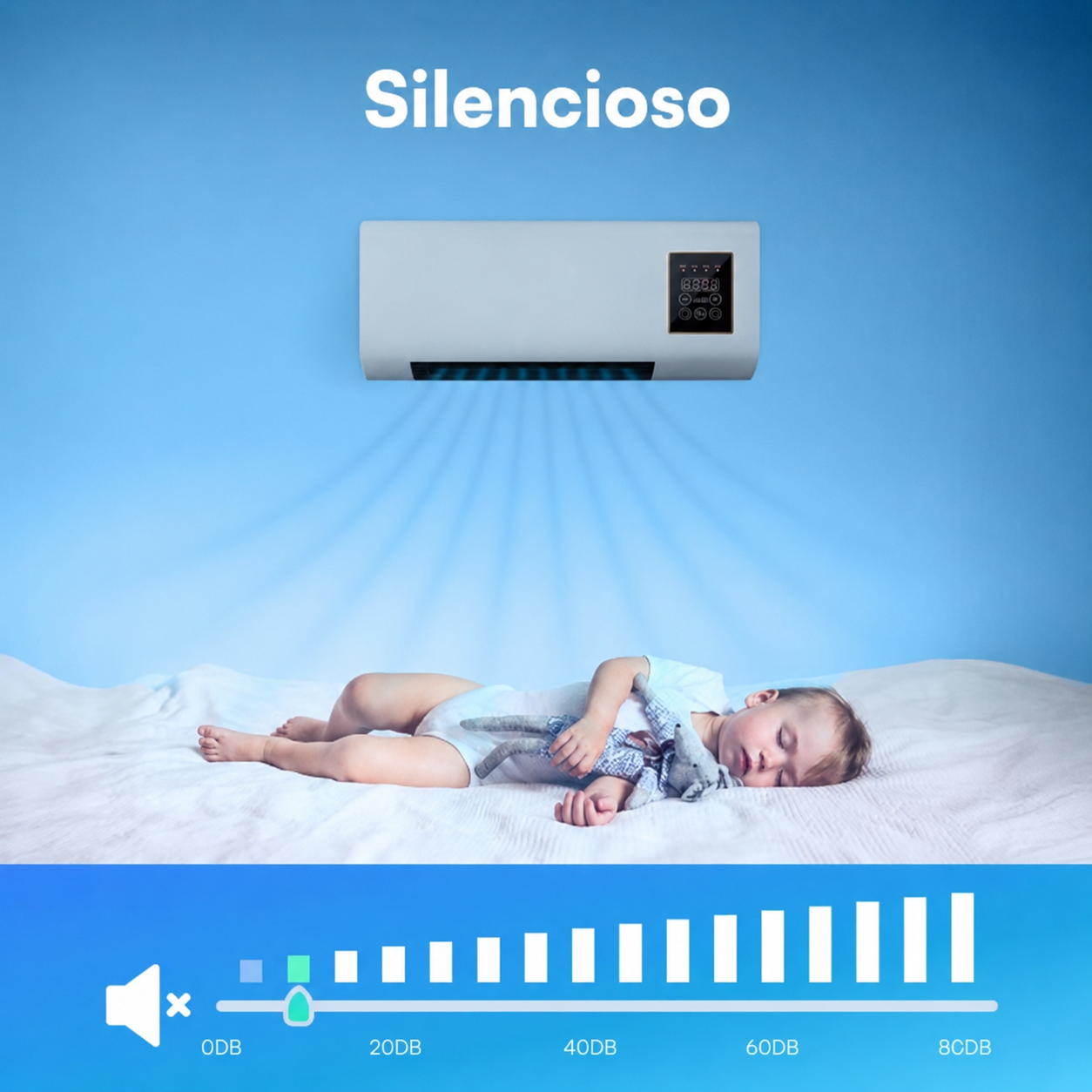 Coolzy climatizador silencioso para dormitorio y descanso con funcionamiento de bajo ruido