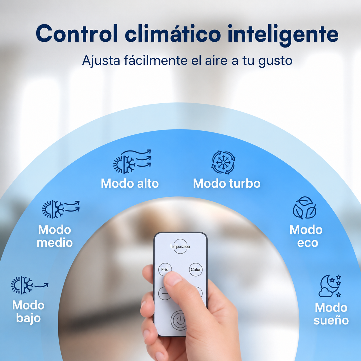 Coolzy control climático inteligente con mando a distancia y modos de aire ajustables